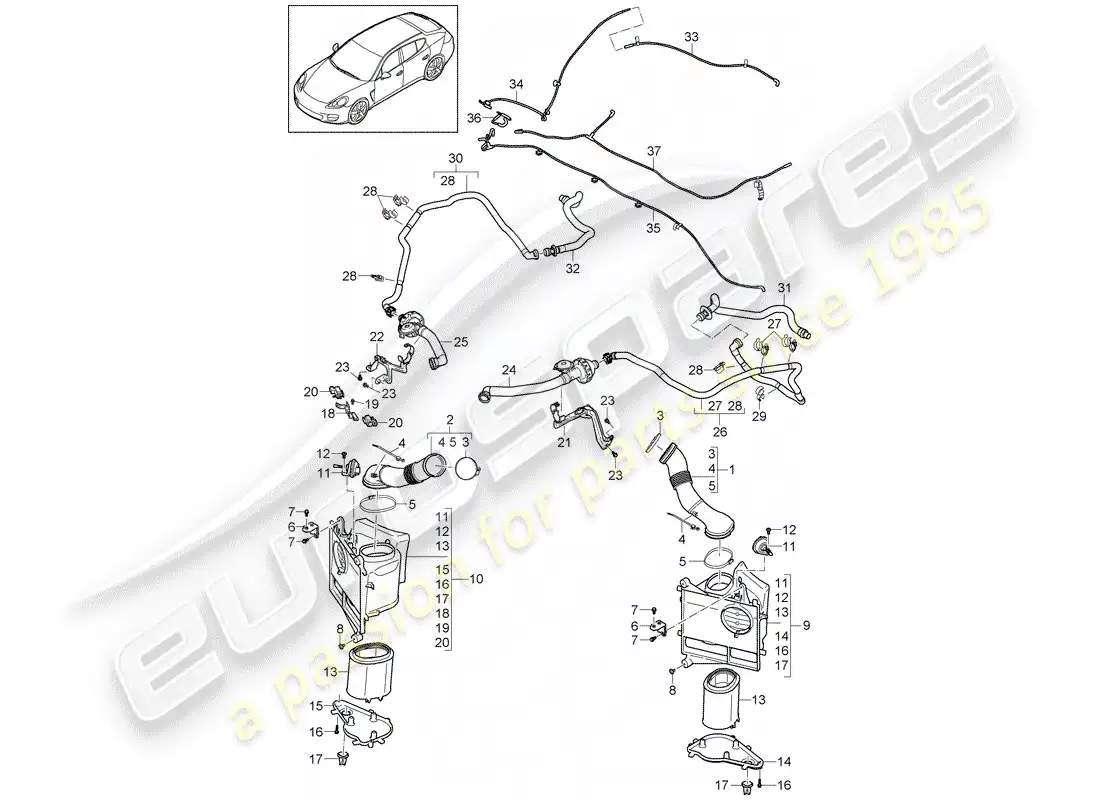 porsche 2014 (panamera 970) apéndice diagrama de piezas