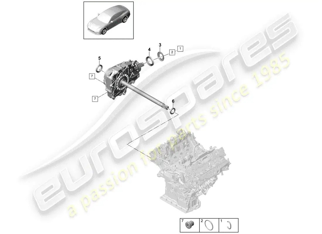 porsche 2017 (panamera 971-1) diferencial del eje delantero diagrama de piezas