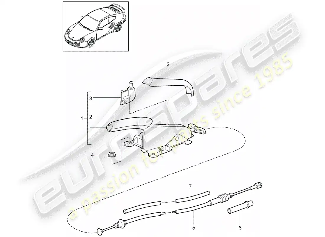 porsche 2013 (997-2 turbo / gt2 rs) freno de mano diagrama de piezas