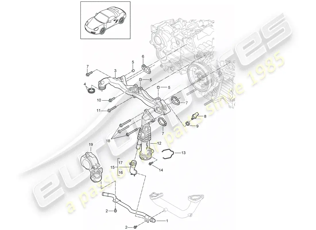porsche 2009 (987 boxster) submarco diagrama de piezas