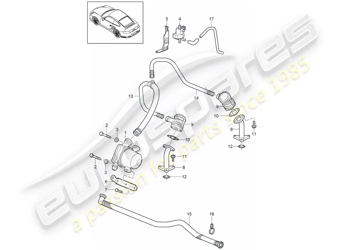 porsche 2013 (997-2 turbo / gt2 rs) inyección de aire diagrama de piezas
