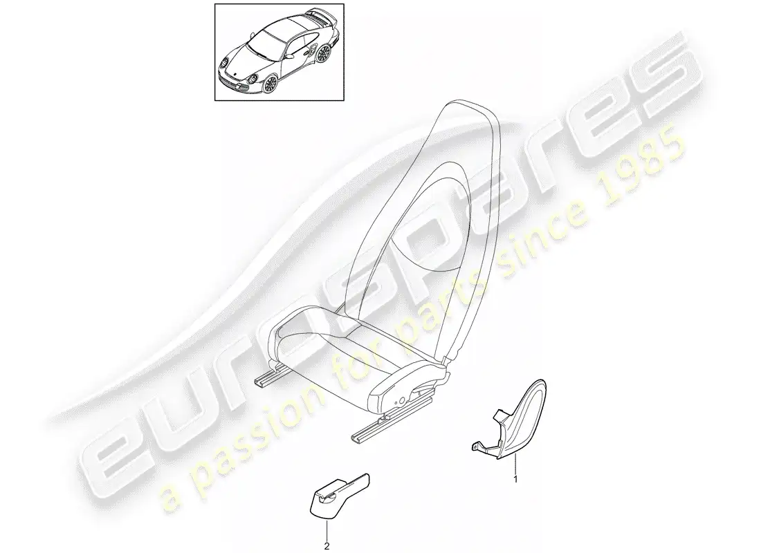 porsche 2013 (997-2 turbo / gt2 rs) asiento delantero diagrama de piezas