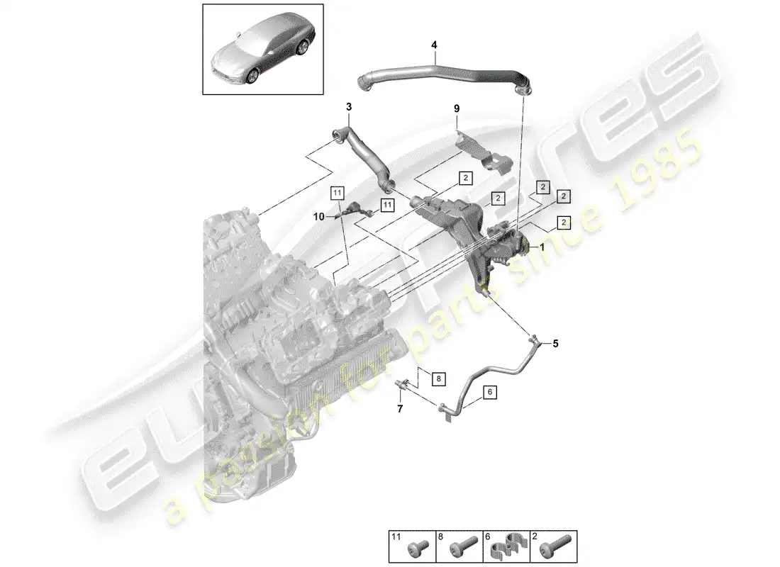 porsche 2019 (panamera 971-1) respiradero del cárter diagrama de piezas