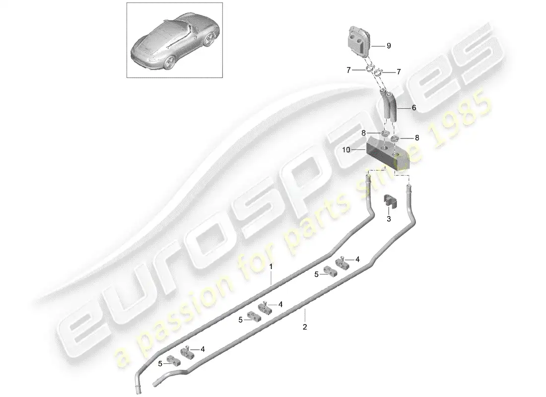 porsche 2014 (991-1) calentador diagrama de piezas