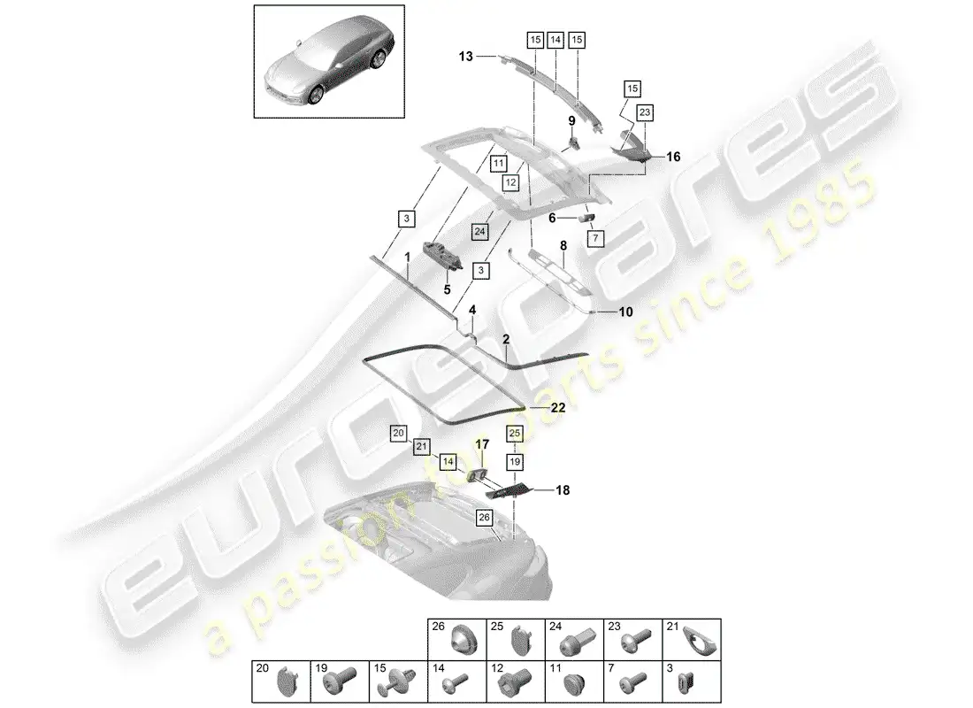 porsche 2017 (panamera 971-1) juntas diagrama de piezas