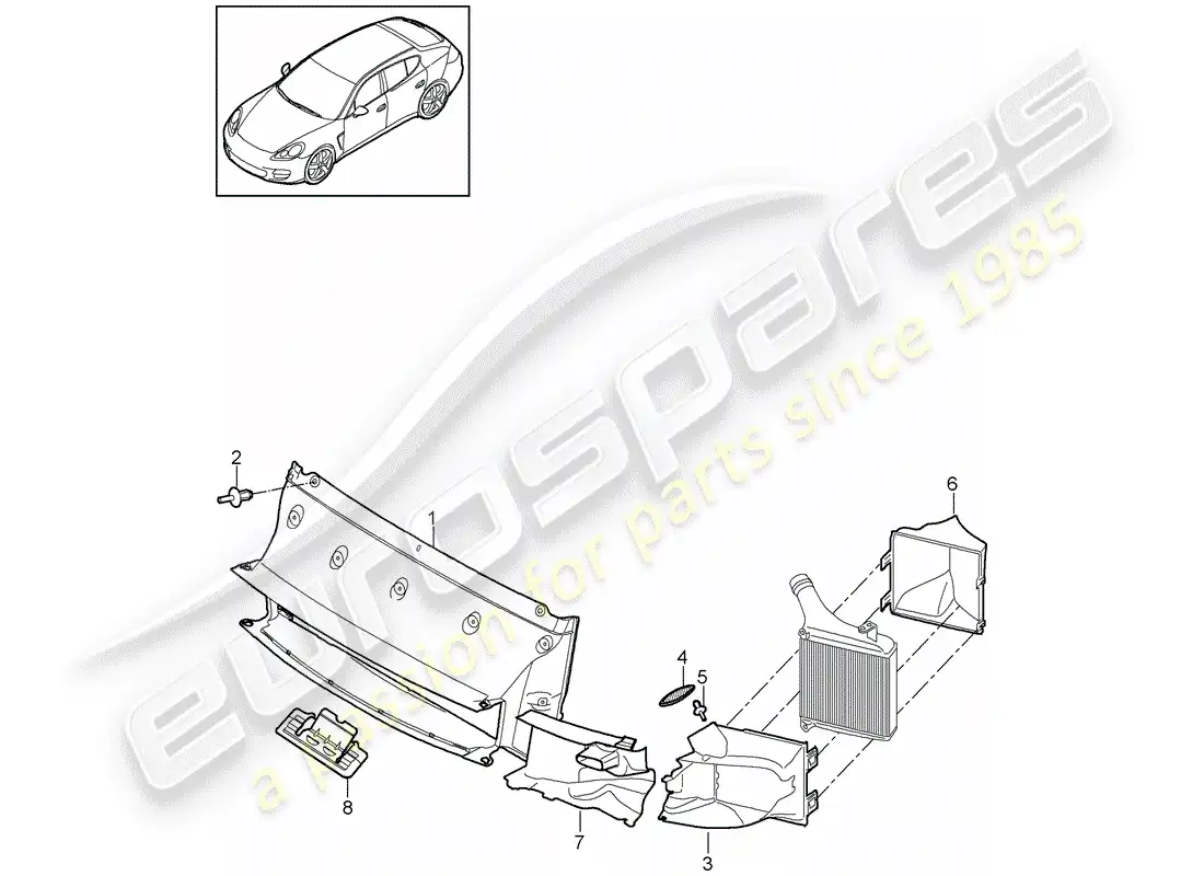 porsche 2014 (panamera 970) ducto de aire diagrama de piezas