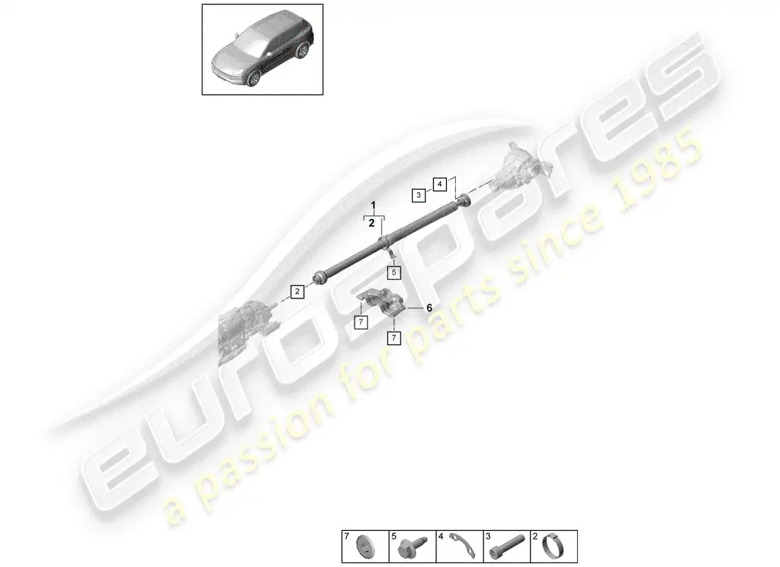 porsche 2020 (cayenne e3 9ya/9yb) árbol de transmisión diagrama de piezas