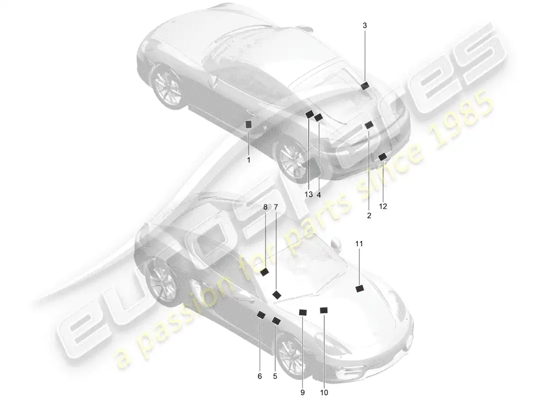 porsche 2016 (981 cayman) señales/avisos diagrama de piezas
