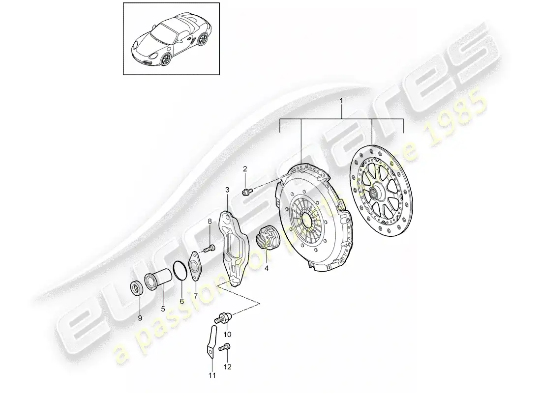 porsche 2012 (987 boxster) embrague diagrama de piezas