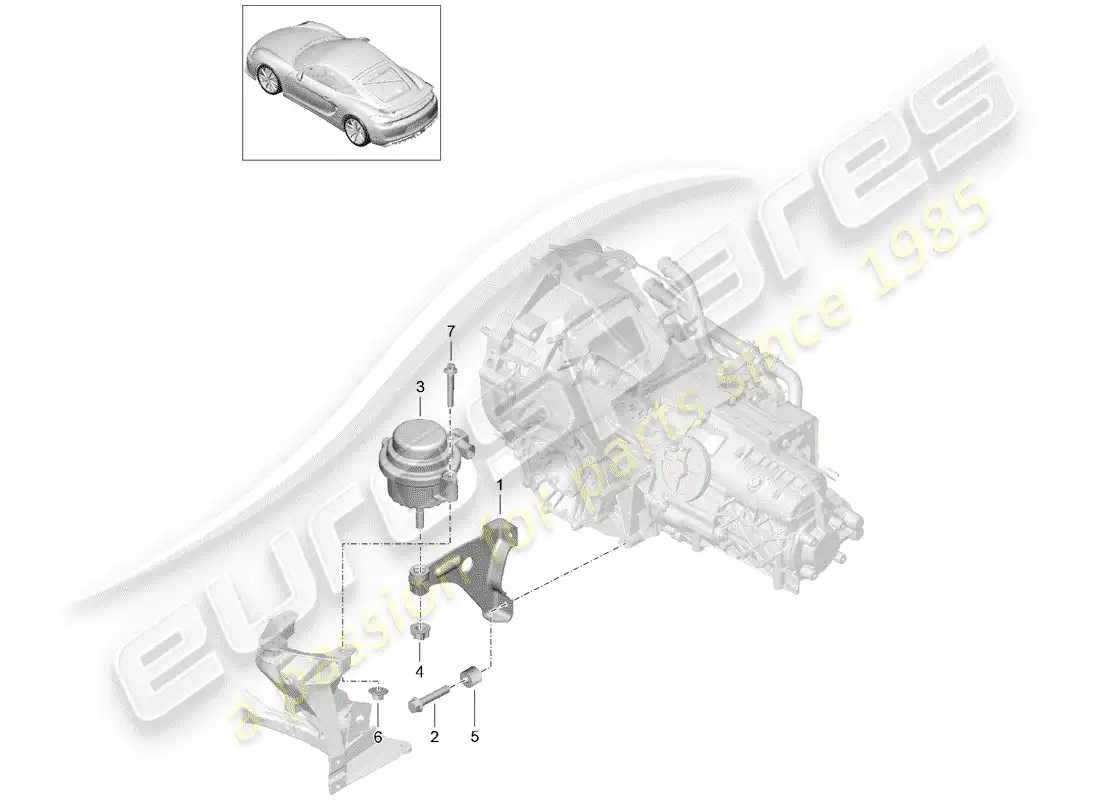 porsche 2016 (981 cayman gt4) diagrama de piezas de suspensión de transmisión