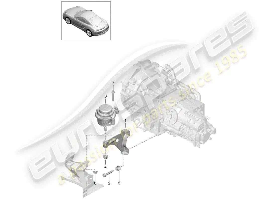 porsche 2014 (981 cayman) suspensión de la transmisión diagrama de piezas