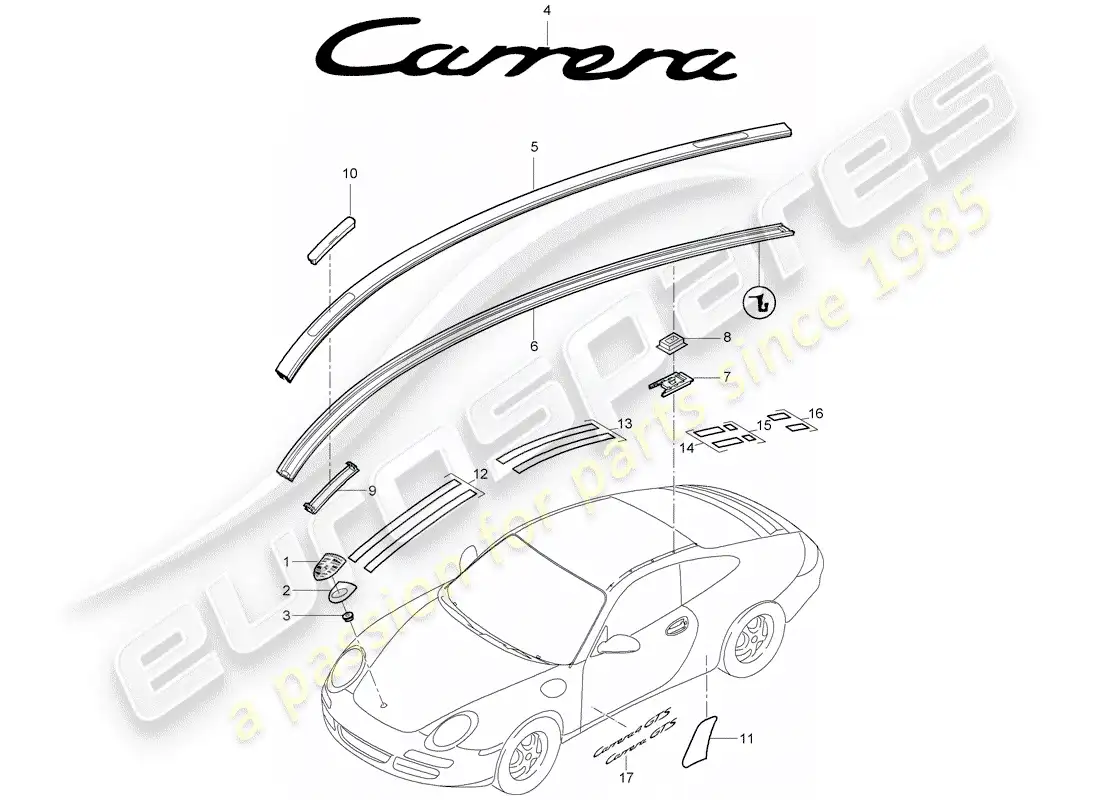 porsche 2011 (997-2) placas de identificación diagrama de piezas
