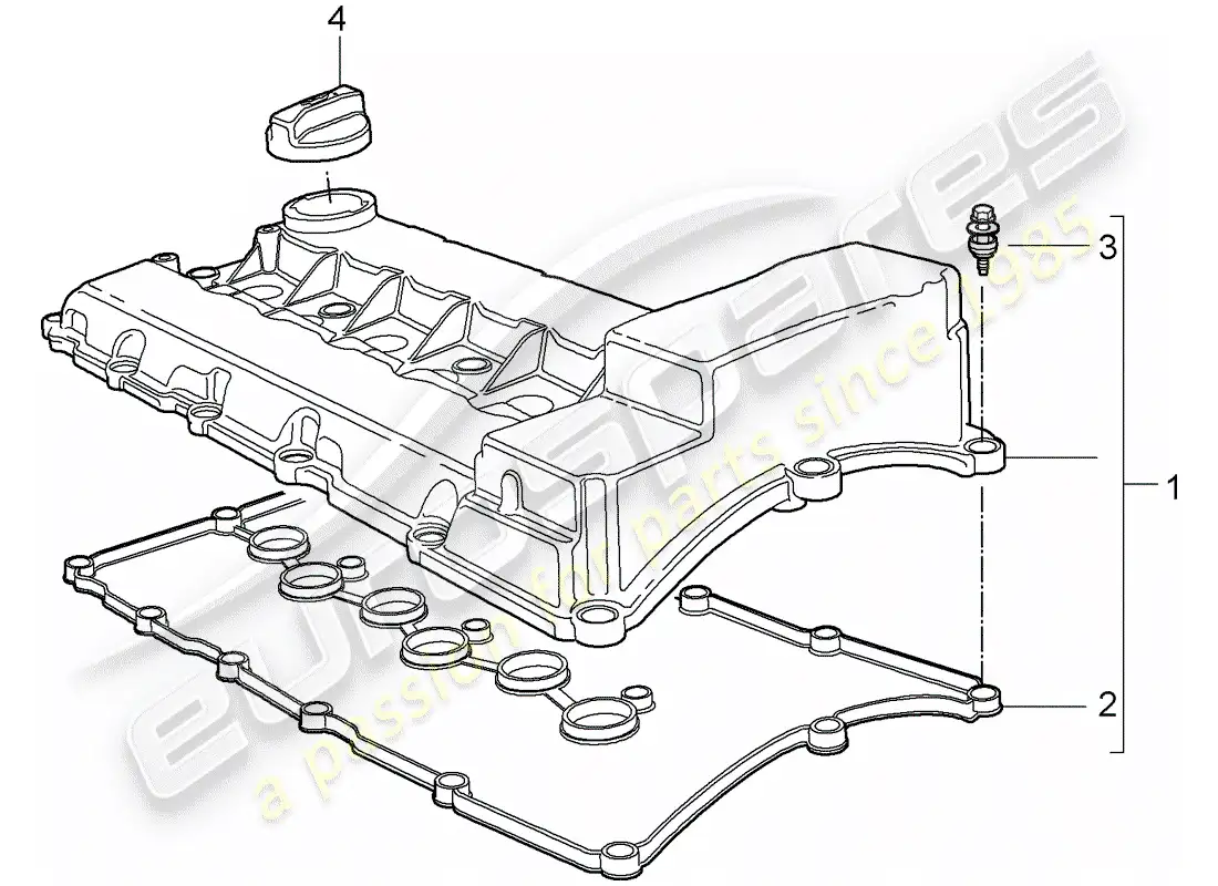 porsche 2009 (cayenne e1 9pa) valve cover diagrama de piezas