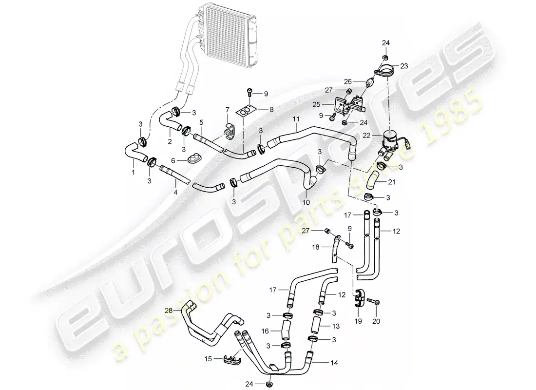 porsche 2007 (cayenne e1 9pa) calentador diagrama de piezas