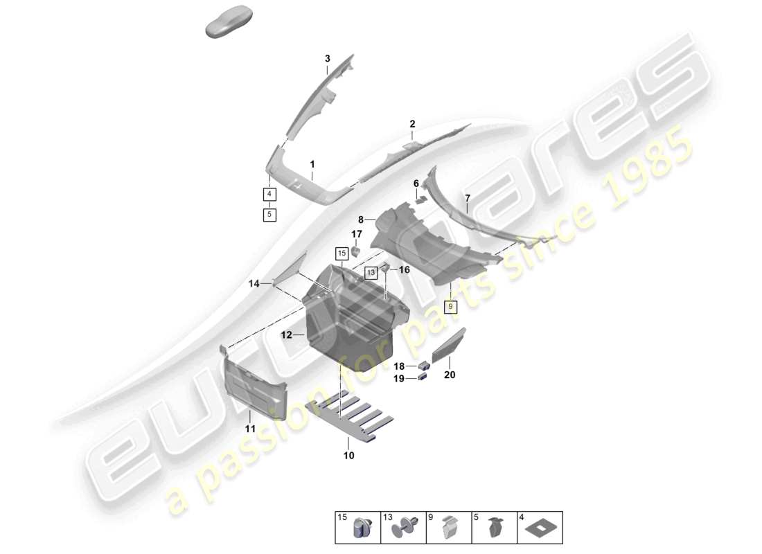 porsche 2024 (992-2) embellecedores del maletero de equipaje diagrama de piezas