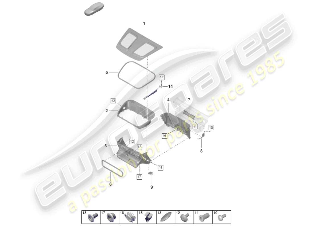 porsche 2021 (992-1 gt3/rs/st) diagrama de piezas de la guía de aire del revestimiento del maletero