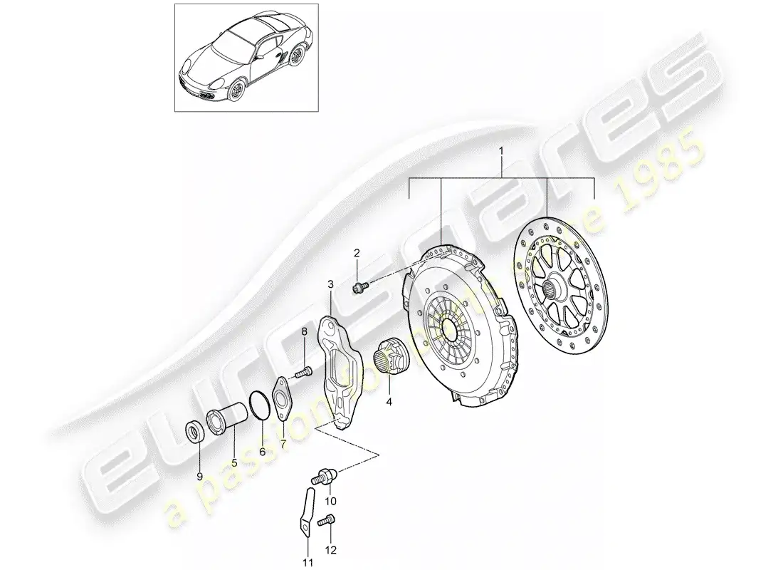 porsche 2011 (987 cayman) embrague diagrama de piezas