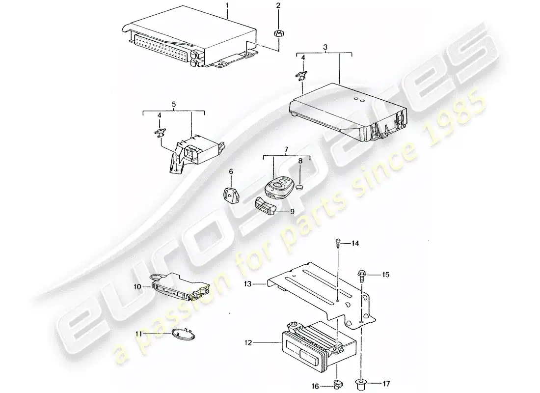 porsche 2000 (986 boxster) unidades de control diagrama de piezas
