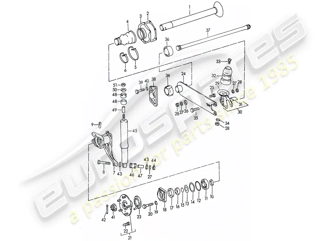 porsche 1963 (356b/356c) eje posterior diagrama de piezas
