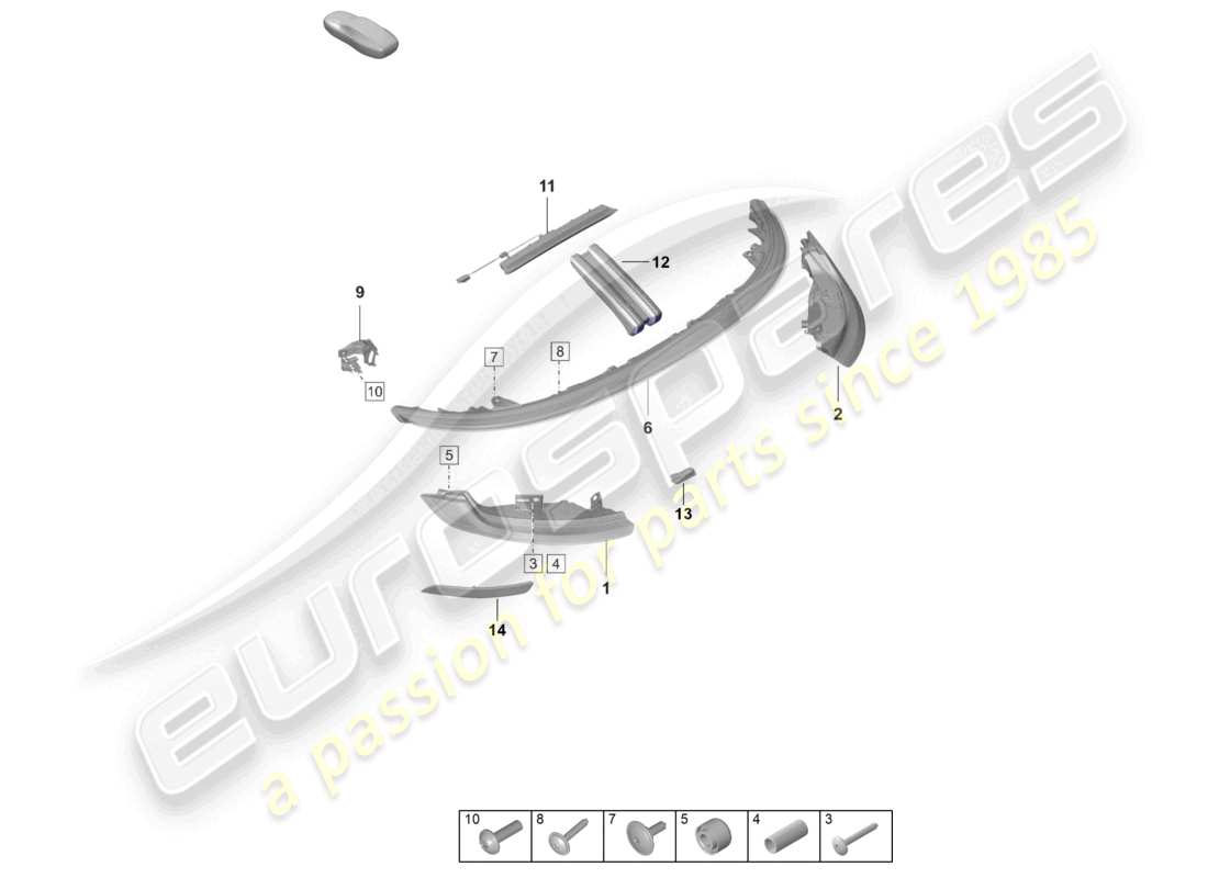 porsche 2021 (992-1 gt3/rs/st) luz trasera luz de freno adicional luz de matrícula diagrama de piezas