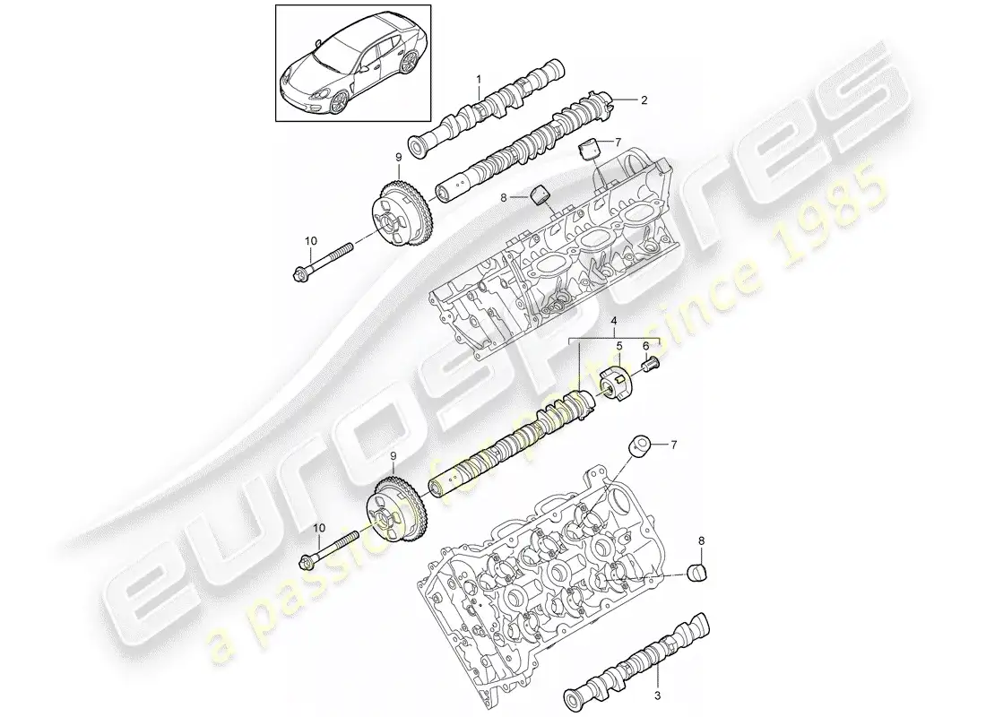 porsche 2016 (panamera 970) árbol de levas diagrama de piezas