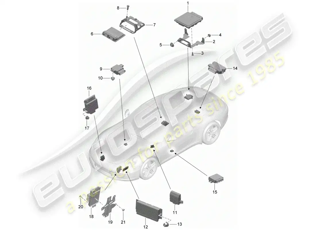 porsche 2014 (991-1) unidades de control diagrama de piezas