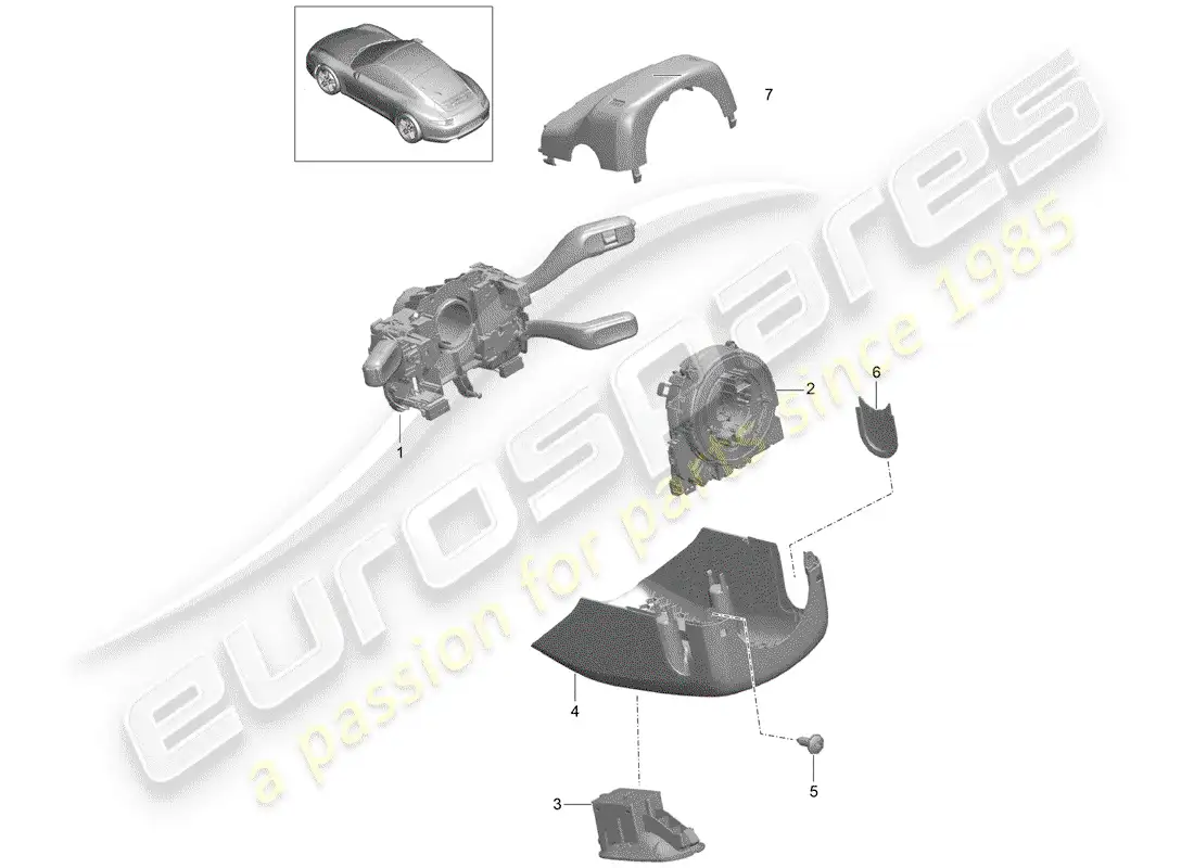 porsche 2014 (991-1) interruptor de la columna de dirección diagrama de piezas