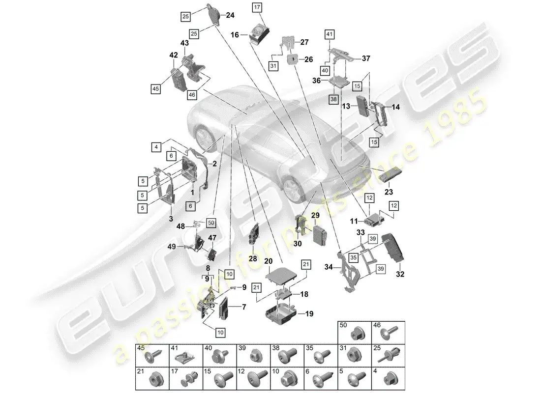 porsche 2017 (panamera 971-1) unidades de control diagrama de piezas