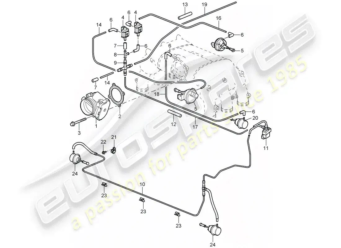 porsche 2008 (997-1 gt3) cuerpo del acelerador diagrama de piezas