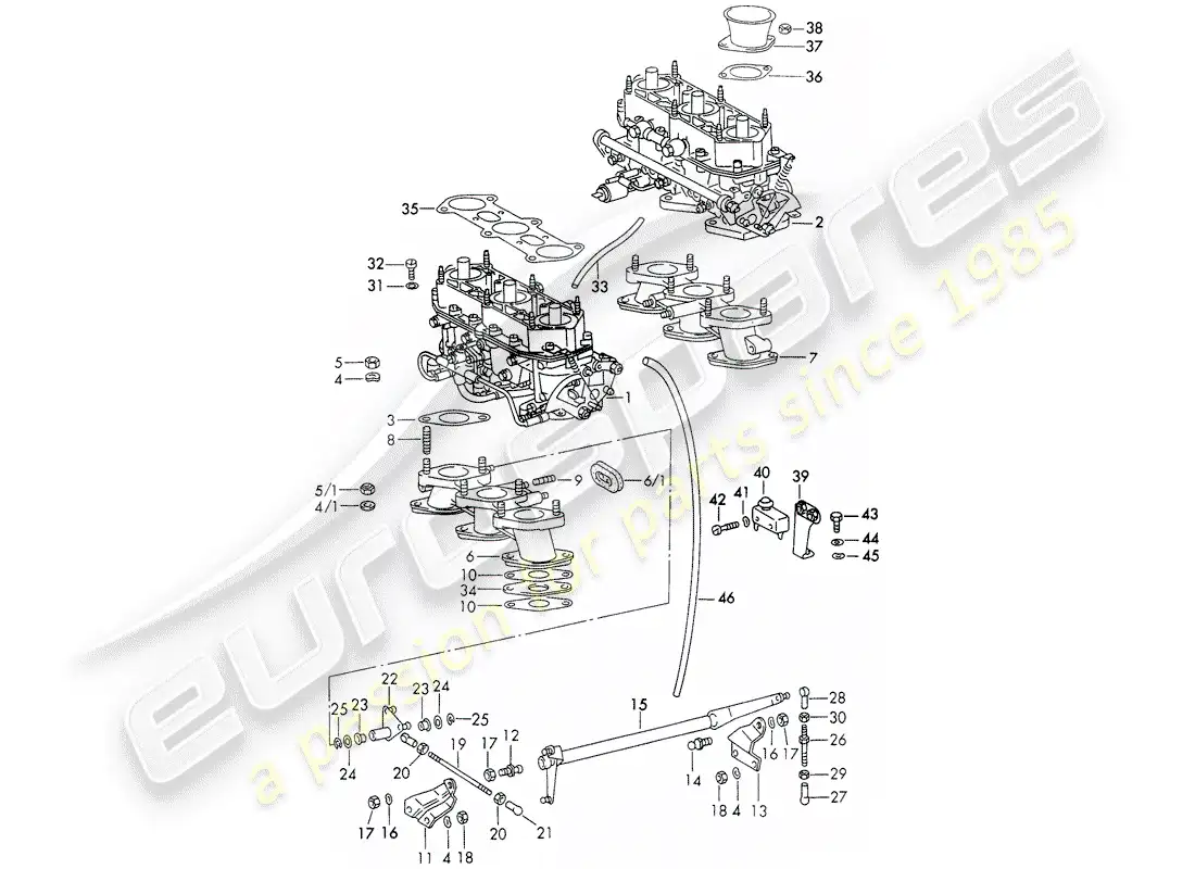porsche 1973 (911) carburador - - zenith- diagrama de piezas
