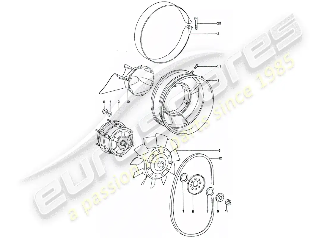 porsche 1975 (911) aire acondicionado diagrama de piezas
