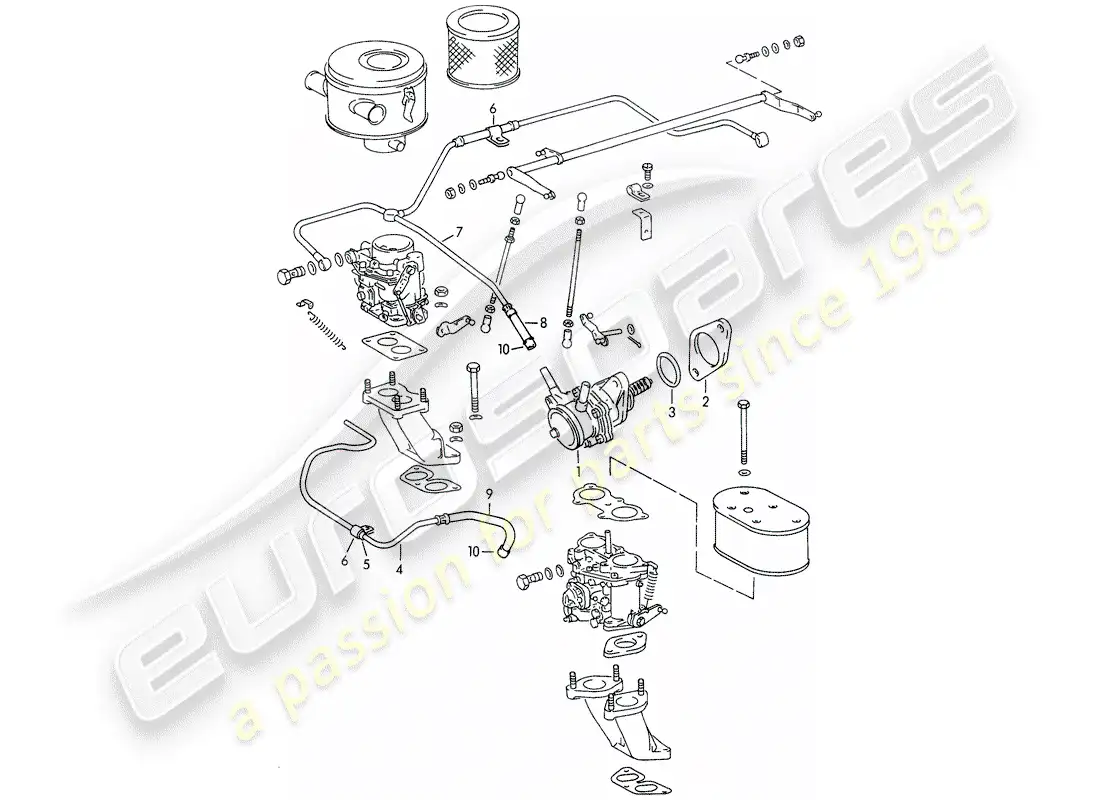 porsche 1964 (356b/356c) bomba de combustible - y - línea de combustible diagrama de piezas