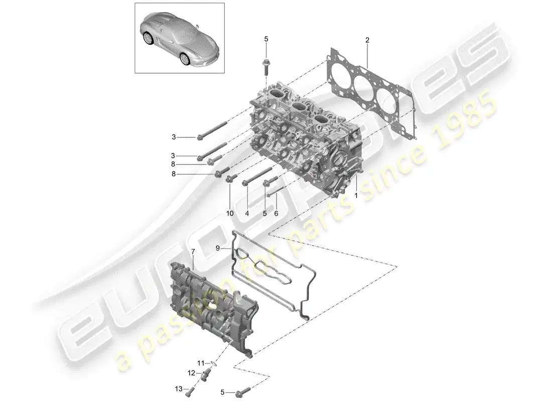porsche 2016 (981 boxster spyder) cabeza de cilindro diagrama de piezas