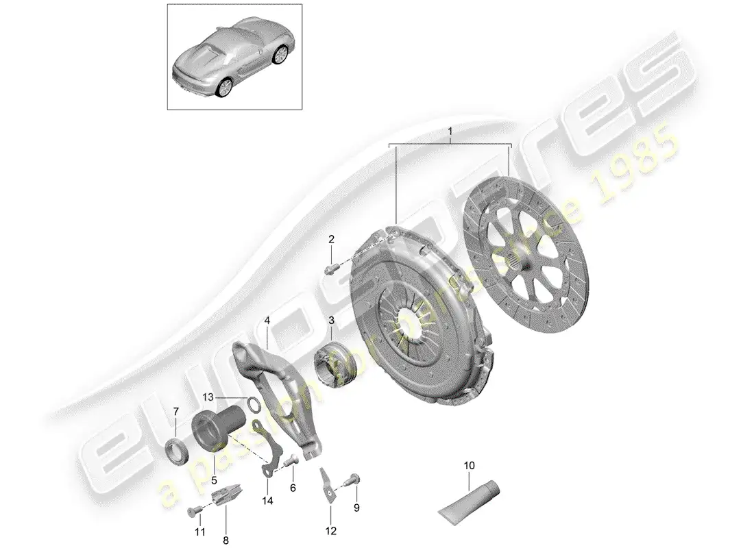 porsche 2016 (981 boxster spyder) embrague diagrama de piezas