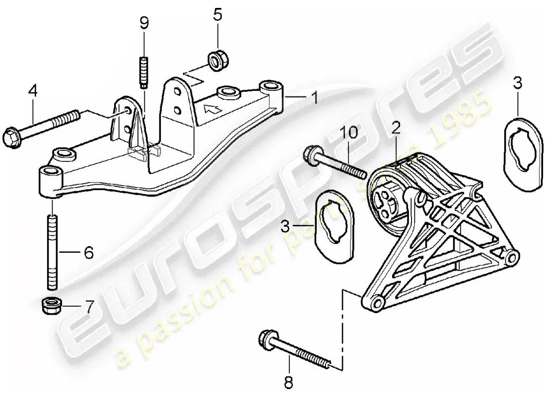 porsche 2007 (987 boxster) suspensión del motor diagrama de piezas