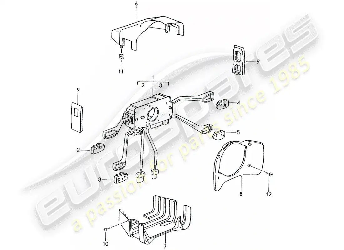 porsche 1998 (986 boxster) interruptor de la columna de dirección diagrama de piezas