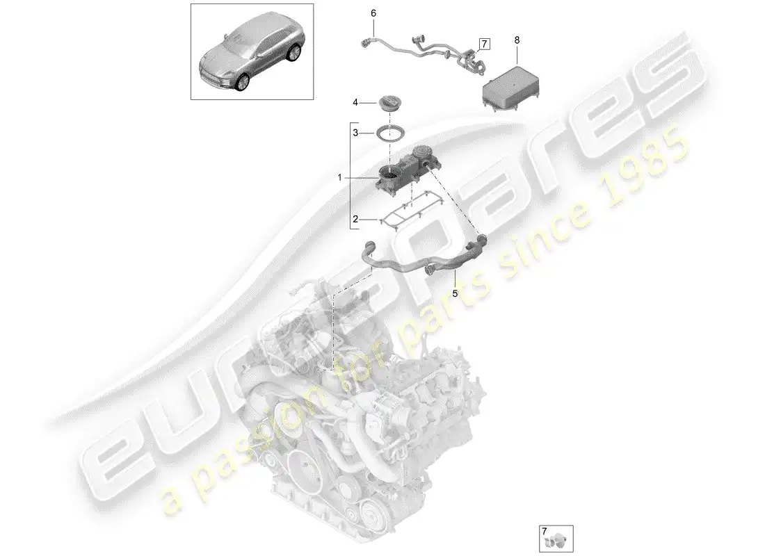porsche 2019 (macan) ventilation for cylinder block diagrama de piezas