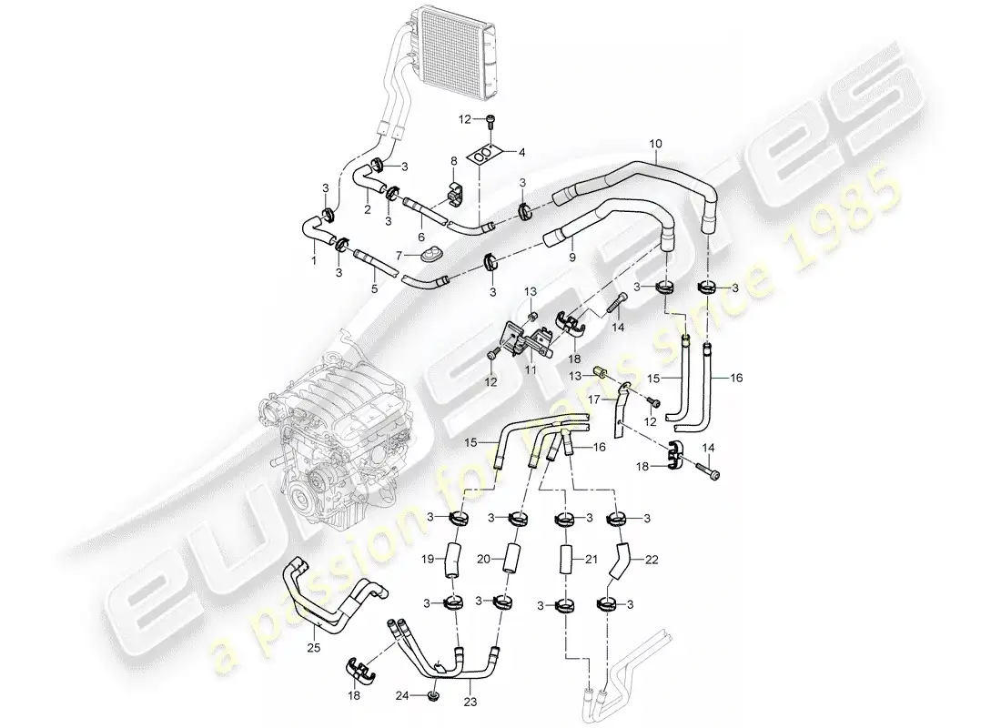 porsche 2006 (cayenne e1 9pa) aire acondicionado/calefacción/aux. calentador diagrama de piezas