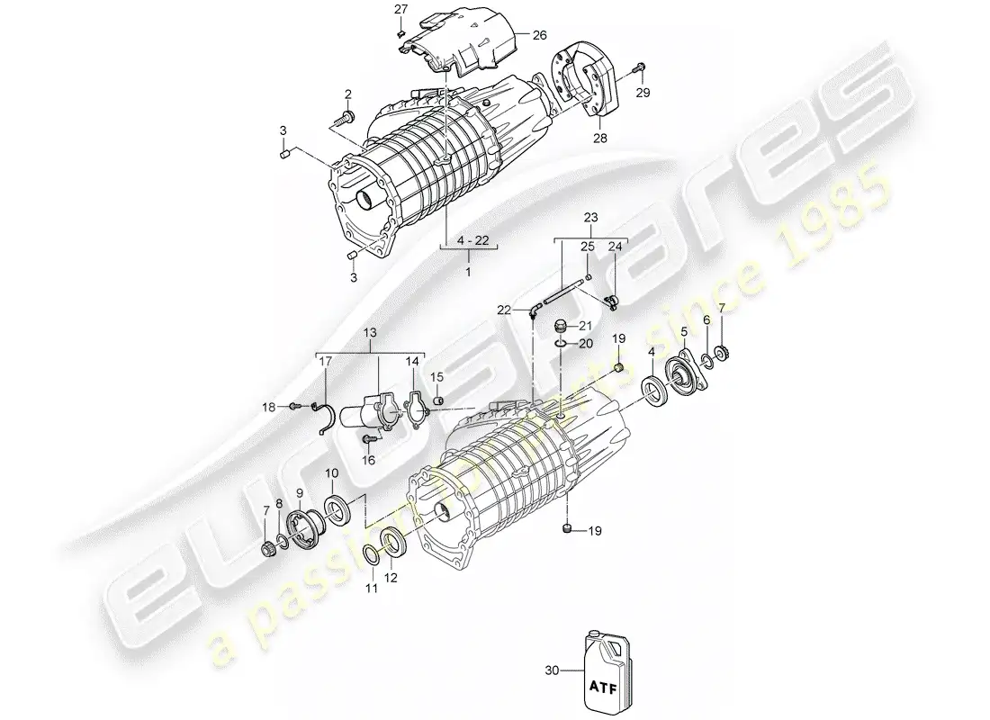 porsche 2010 (cayenne e1 9pa) caja de transferencia diagrama de piezas