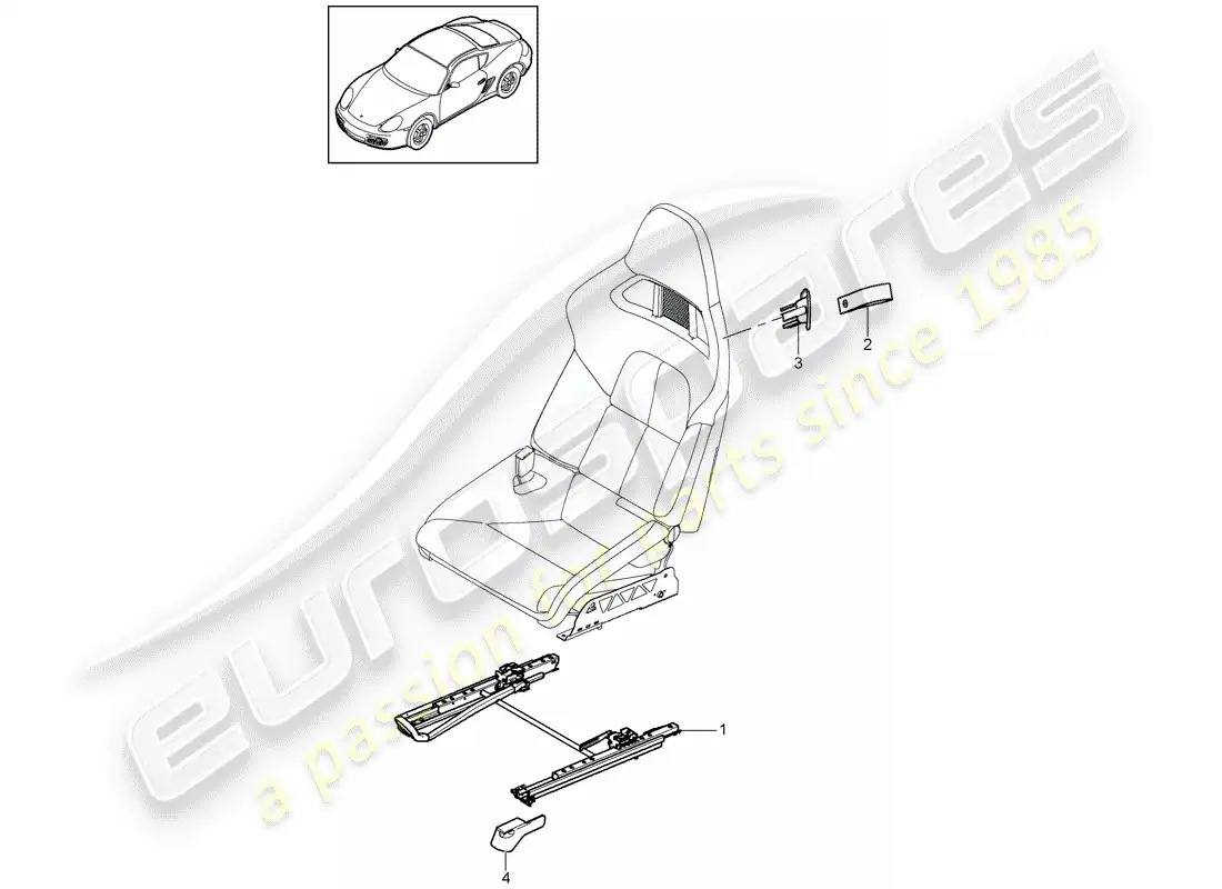 porsche 2011 (987 cayman) asiento diagrama de piezas