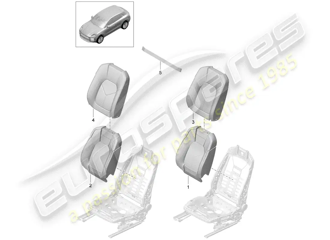 porsche 2020 (macan) parte de espuma diagrama de piezas