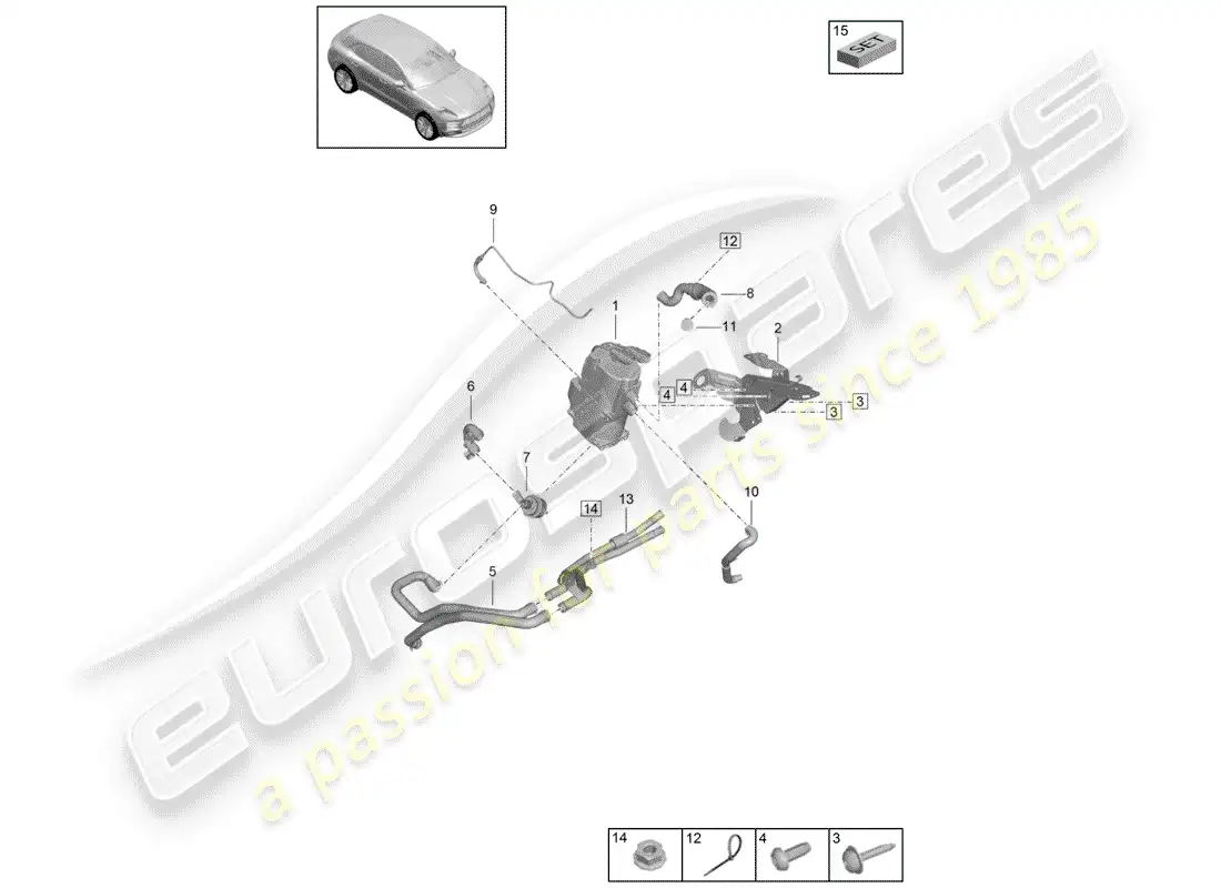 porsche 2019 (macan) calentador adicional diagrama de piezas