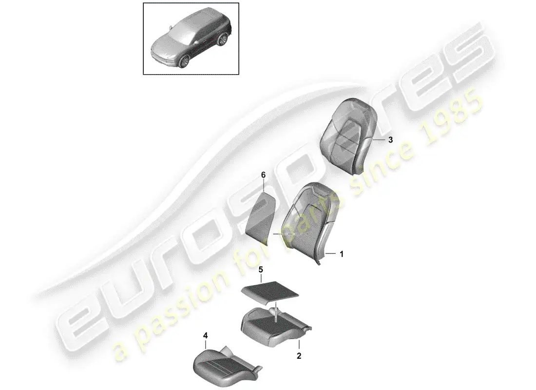 porsche 2018 (cayenne e3 9ya/9yb) parte de espuma diagrama de piezas