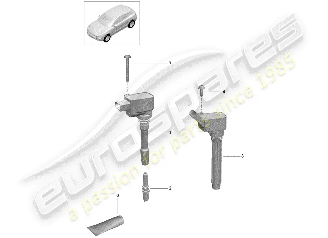 porsche 2015 (macan) sistema de encendido diagrama de piezas
