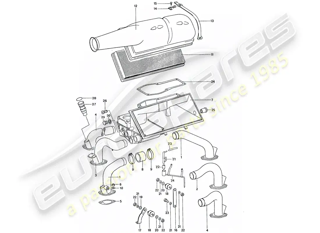 porsche 1977 (911) limpiador de aire - k-jetronic diagrama de piezas