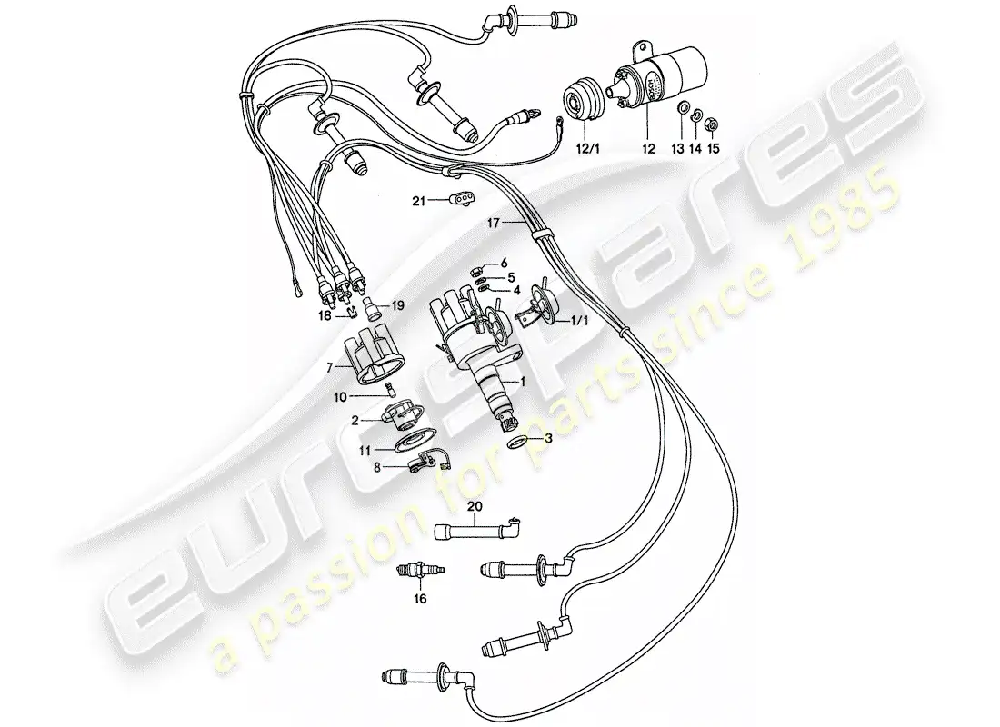 porsche 1974 (911) electricidad del motor diagrama de piezas