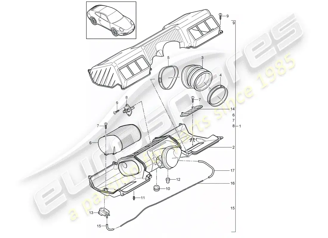 porsche 2012 (997-2) filtro de aire diagrama de piezas