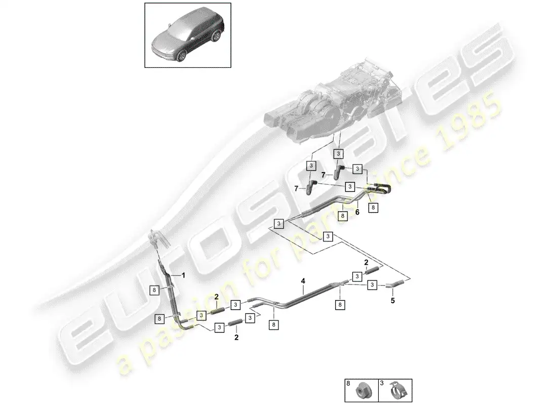 porsche 2020 (cayenne e3 9ya/9yb) tubo de agua diagrama de piezas