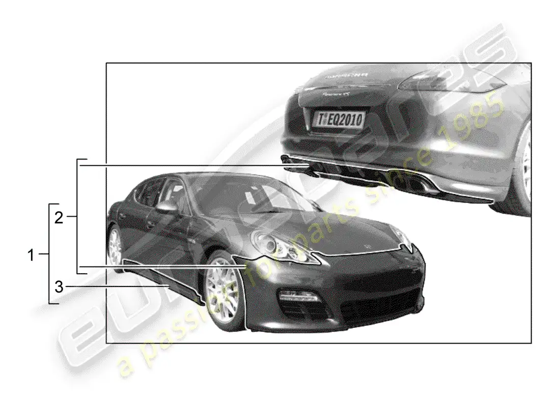 porsche 2019 (tequipment panamera) paquete de diseño deportivo diagrama de piezas