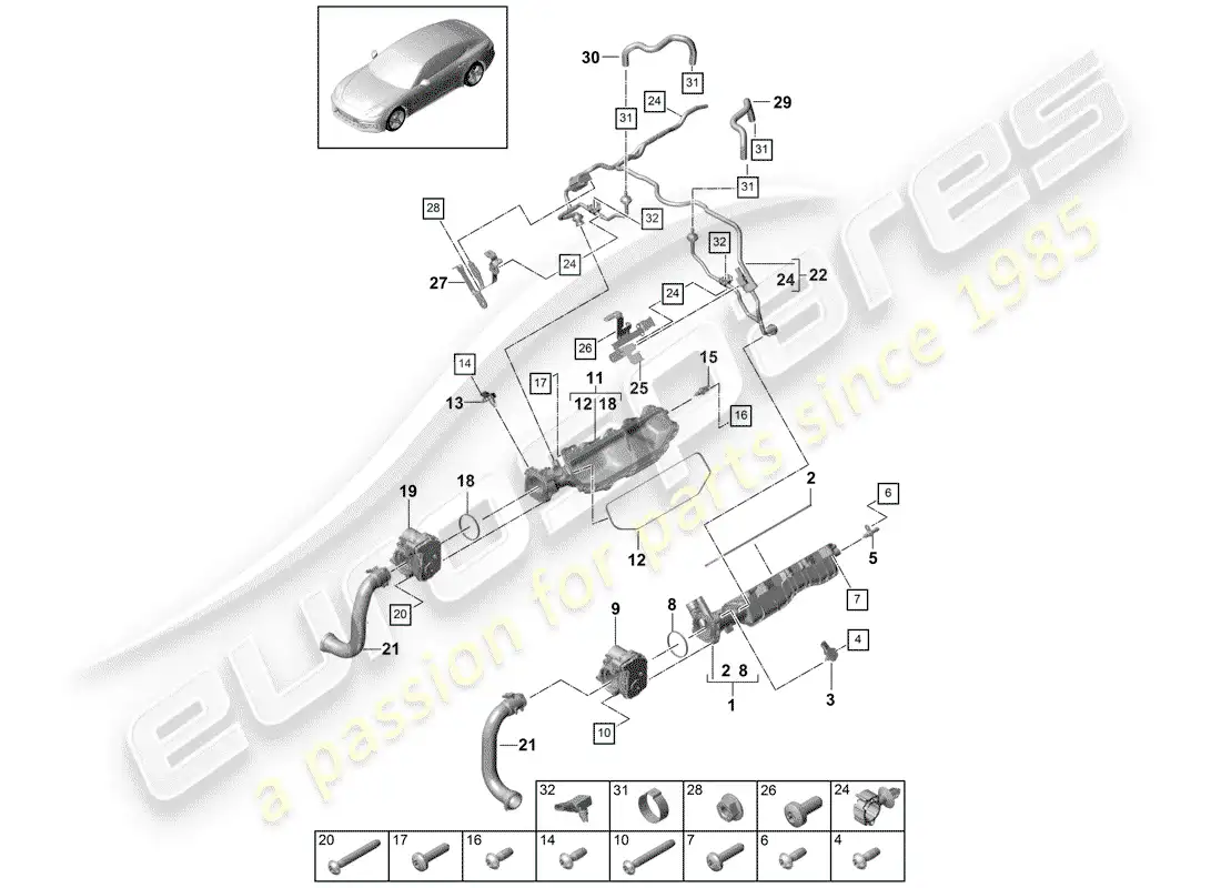 porsche 2017 (panamera 971-1) tubo de admisión diagrama de piezas